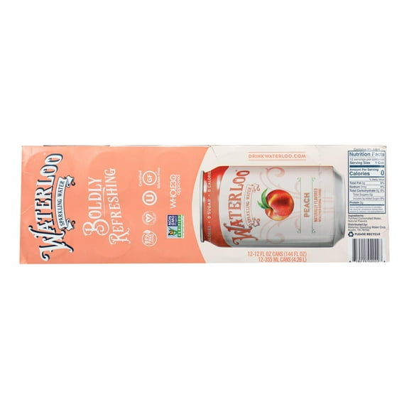 WATERLOO SPARKL - Sparkling Peach Water - 144 Fo, Case of 2