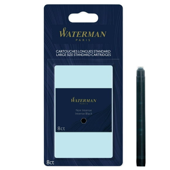 Waterman Fountain Pen Ink Cartridge Long Size | Black Ink | Blister of 1