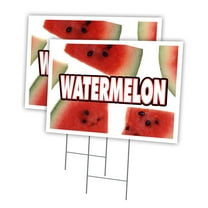 WATERMELON 2 Pack Of 12" x 16" Yard Sign & Stake | Advertise Your Business | Stake Included Image On Front Only | Made in The USA