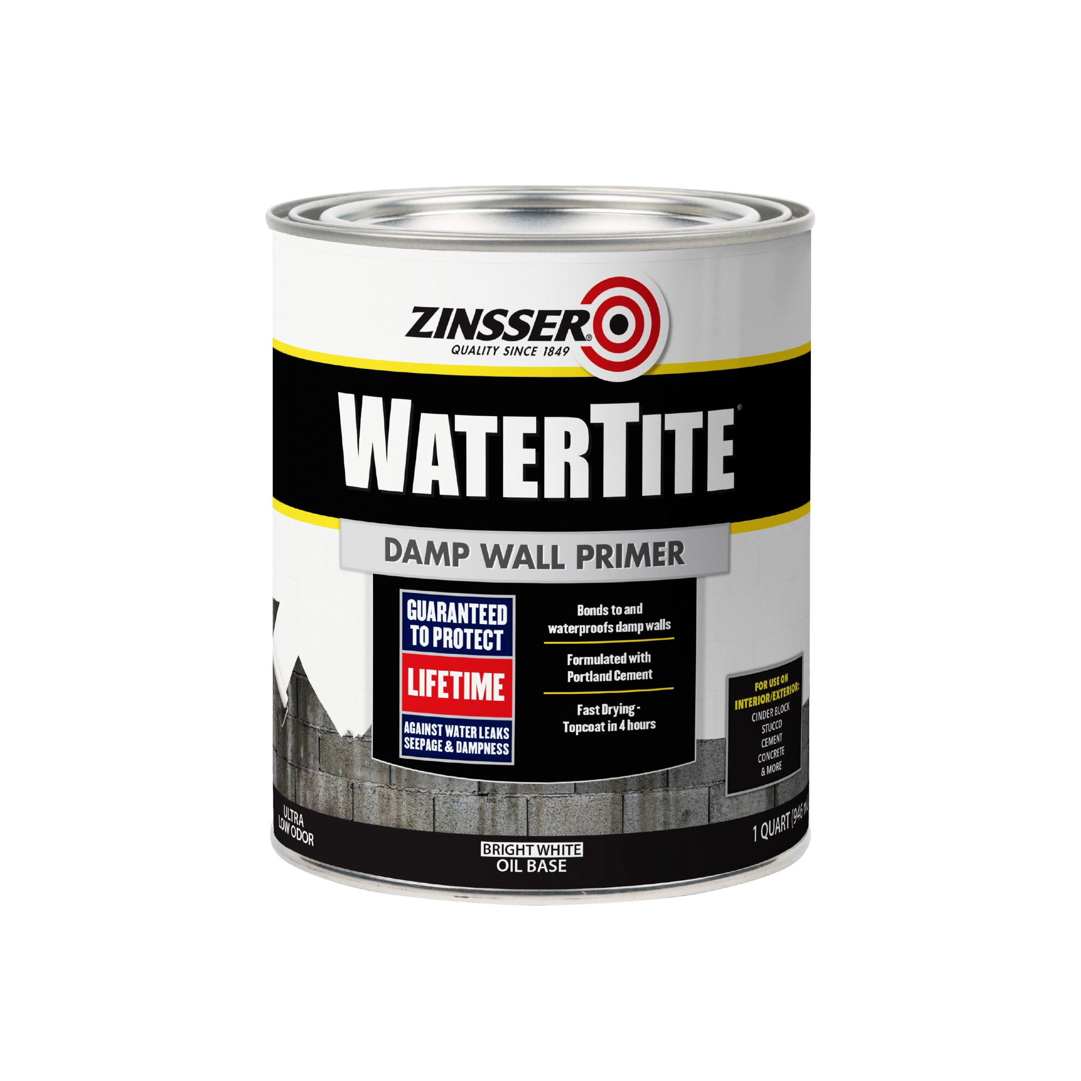 Bright White, Zinsser WaterTite Damp Wall Oil Base Primer-396242, 1 qt