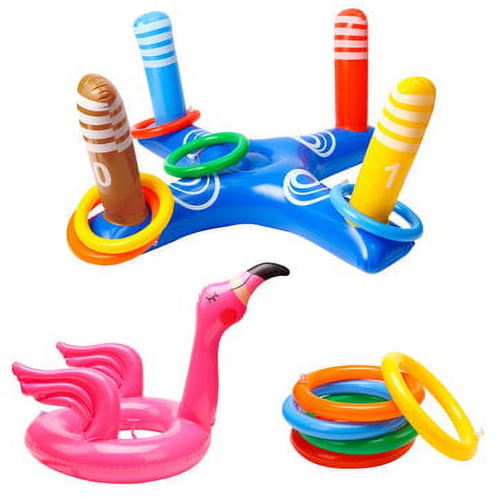 WATINC 12 Pack Inflatable Cross Ring Toss Game Flamingo Floating Rings