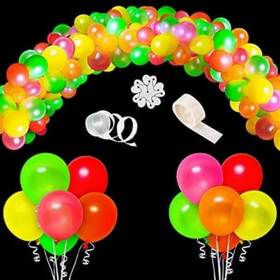 123Pcs UV Blacklight Reactive Party Neon Balloons Garland  Mixed Color for Christmas