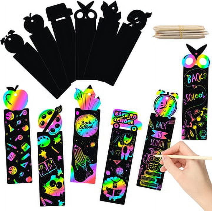 Welcome Back Bookmarks WATINC 60Pcs Welcome Back to School Scratch Bookmark, Magic Art Rainbow ...