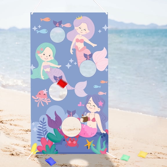 Haooryx Mermaid Toss Game with 3 Bean Bags, All Ages Activity