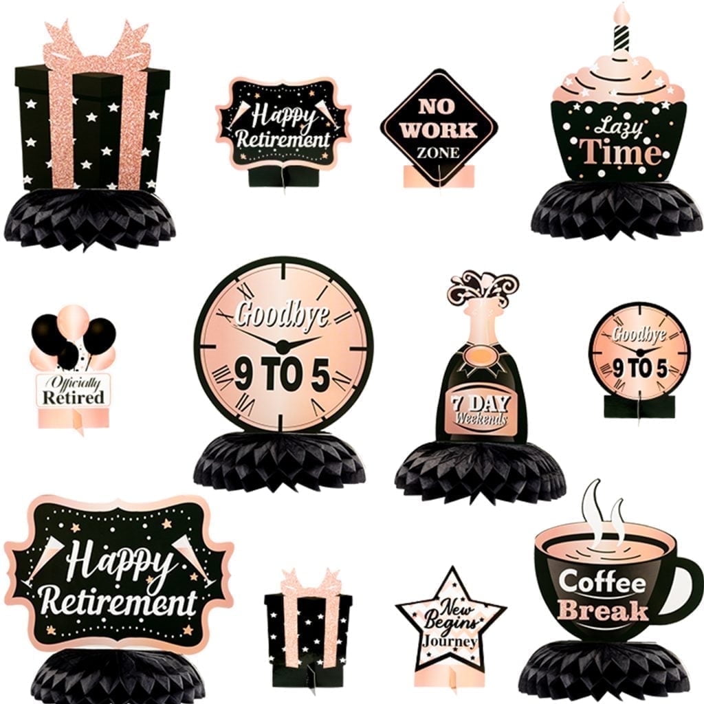 Haooryx Retirement Party Table Honeycomb Centerpieces for Happy Retirement Party 12Pcs