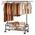 thumbnail image 1 of WATIOWL 650 lbs Heavy Duty Rolling Clothes Rack for Hanging Clothes, Adjustable Metal Garment Rack with 2 Shelves, Black (Percheros para Ropa), 1 of 11