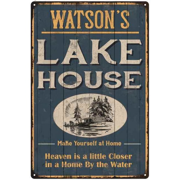 WATSON'S Lake House Blue Cabin Home Decor Gift 12x18 Metal 112180038076