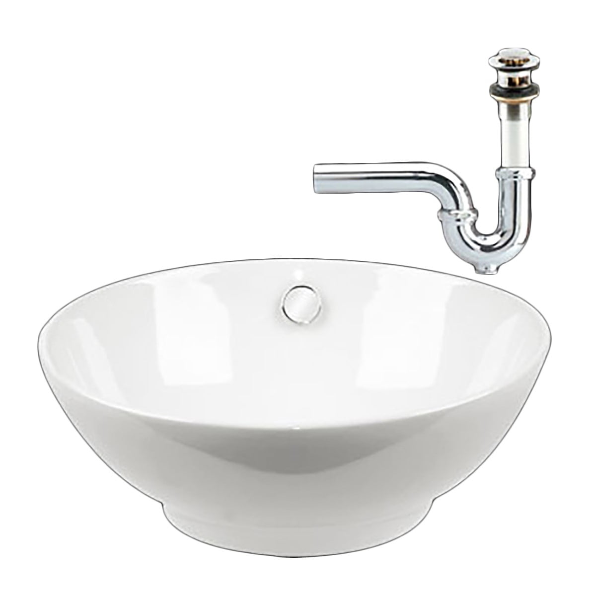 White Ceramic Round Vessel Sink with Reno-Gloss Finish