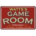 thumbnail image 1 of WATTS'S Game Room Sign Vintage Look 12 x 18 Matte Finish Metal 112180001477, 1 of 1