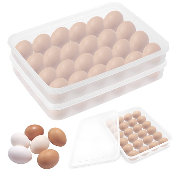 WATUNID 2 Pack Deviled Egg Containers with Lid for Fridge, Portable Egg Holder for Party Home Kitchen Supplies(Clear)