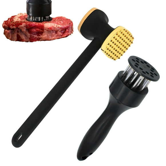 WATUNID 2PCS Meat Tenderizer, Heavy Duty Meat Mallet Hammer Stainless Steel Needlel, Meat Pounder for Tenderizing Chicken Pork Beef