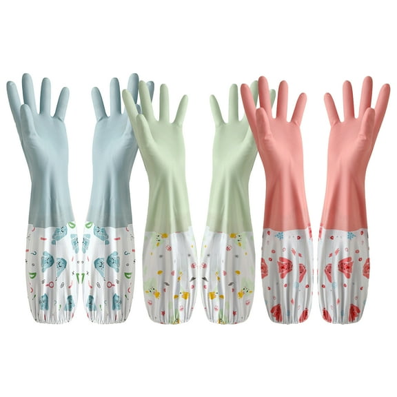 WATUNID 3 Pcs Dishwashing Gloves, Reuseable Cleaning Kitchen Gloves, Waterproof Household Gloves for Cleaning, Painting, Gardening, Working, Pet Care,