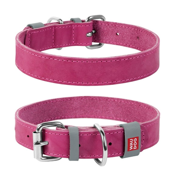 COLLAR America Classic Leather Dog Collar | Heavy Duty, Luxury Design & Super Soft for Ultimate Comfort, Modern Designer Look for Small, Medium, Large Pets- Handmade with Real Genuine Leather - Pink