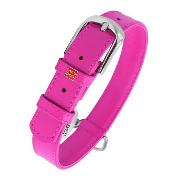 WAUDOG Glamour Plus Soft Leather Dog Collar | Dog Collars for Small Medium Large Dogs, Lightweight & Soft Padded Leather Collar with Beautiful Colors | Handmade with Real Genuine Leather - Pink