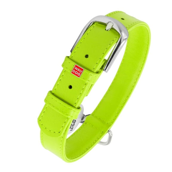 WAUDOG Glamour Plus Soft Leather Dog Collar | Dog Collars for Small Medium Large Dogs, Lightweight & Soft Padded Leather Collar with Beautiful Colors | Handmade with Real Genuine Leather - Light Green