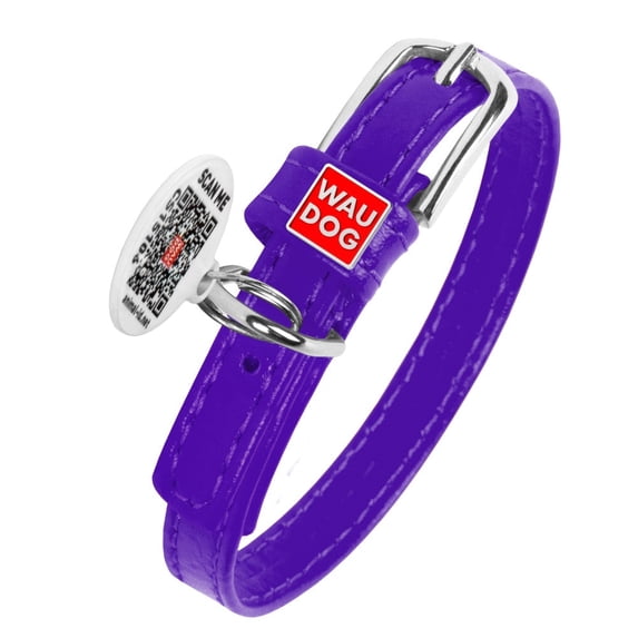 WAUDOG Glamour Plus Soft Leather Dog Collar | Dog Collars for Small Medium Large Dogs, Lightweight & Soft Padded Leather Collar with Beautiful Colors | Handmade with Real Genuine Leather - Purple
