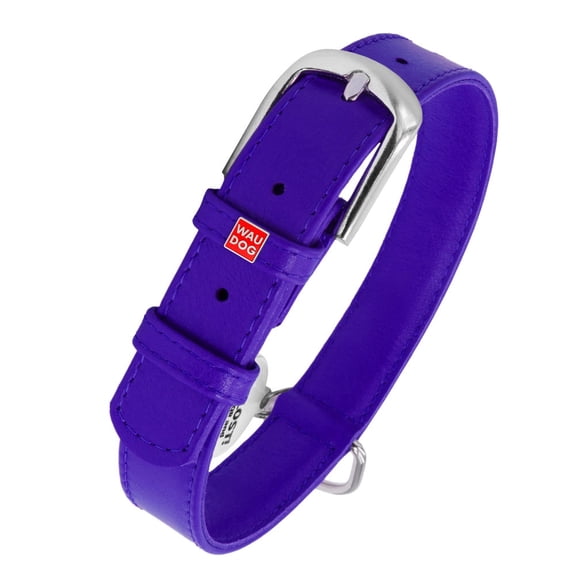 WAUDOG Glamour Plus Soft Leather Dog Collar | Dog Collars for Small Medium Large Dogs, Lightweight & Soft Padded Leather Collar with Beautiful Colors | Handmade with Real Genuine Leather - Purple