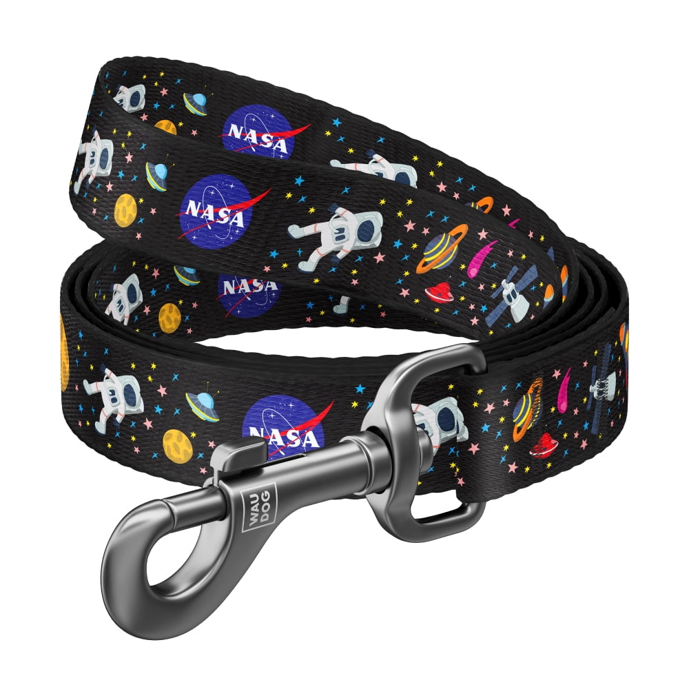 WAUDOG Nylon Leash with Unique Design | Strong & Special Design Leash for Cute Small, Medium Large Dogs | Heavy Duty Dog Leashes for Large Breed Dogs & Puppy Leash for Small Boy & Girl Dogs - NASA