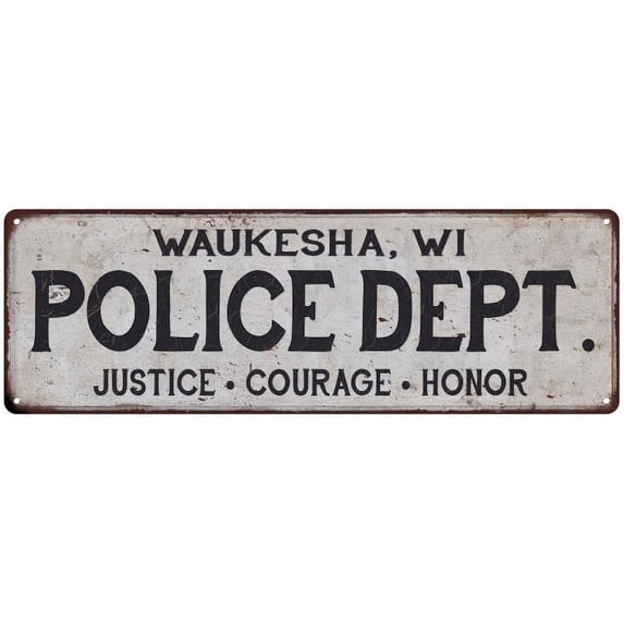 WAUKESHA, WI POLICE DEPT. Home Decor Metal Sign Gift 6x18 106180012471