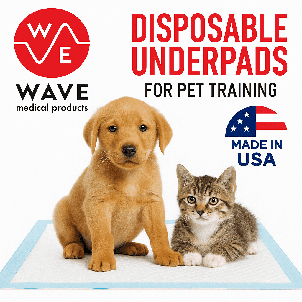 WAVE 60-pack Large Ultra Absorbent Pet Training Puppy Pads, 23" x 36" Disposable Underpads, Heavy Duty, Quilted, 65 grams With Odor Blocking
