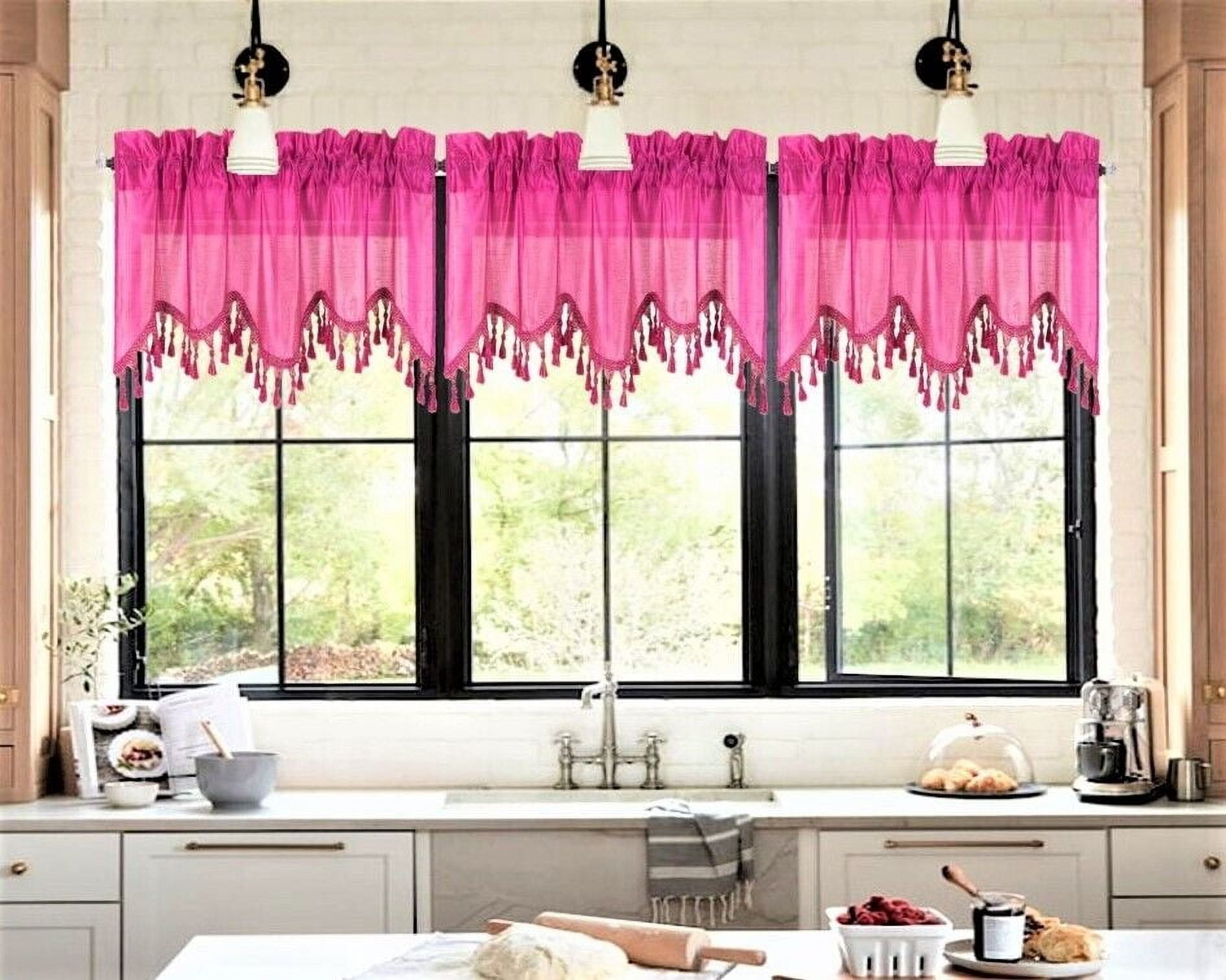 Hot Pink Satin Swag Window Valance - 72 Inch Wide Home Decor Treatment