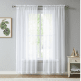thumbnail image 1 of WAVE - Lace Semi Sheer Curtains - Set of Two Panels Rod Pocket Voile Curtain for Living Room Bedroom and Kitchen (54" W x 108" L, White), 1 of 2