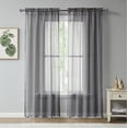 thumbnail image 1 of WAVE - Lace Semi Sheer Curtains - Set of Two Panels Rod Pocket Voile Curtain for Living Room Bedroom and Kitchen (54" W x 63" L, Grey), 1 of 2