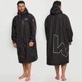 thumbnail image 1 of WAVE Oversized Waterproof Fleece-Lined Changing Robe | Quick Dry Wetsuit Changing Coat | Unisex | Black & Pink | Large, 1 of 11