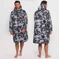 thumbnail image 1 of WAVE Oversized Waterproof Fleece-Lined Changing Robe | Quick Dry Wetsuit Changing Coat | Unisex | Gray Camo | Large, 1 of 11
