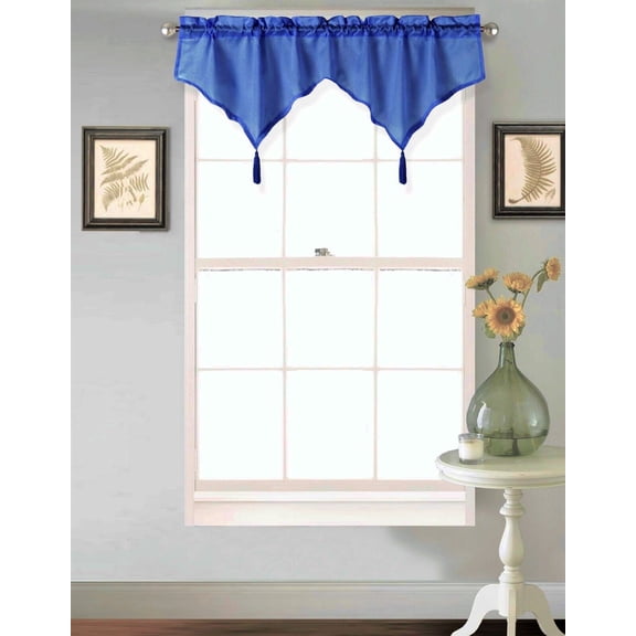 WAVE Rod Pocket Faux Silk Window Ascot Beaded Tassel Swag Topper Valance 55"x18"