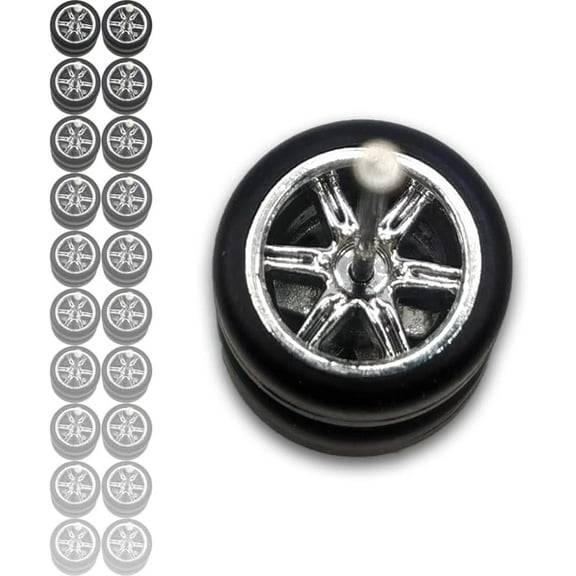Hot 1/64 Wheels for 1:64 Diecast Model Cars (Silver Electroplated, 10 Sets / 1 Box), Sporty, JDM, Muscle, Off-Road Style Miniature Modified Accessories