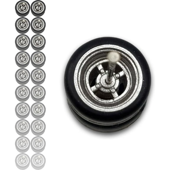 Hot 1/64 Wheels for 1:64 Diecast Model Cars (Silver, 10 Sets / 1 Box), Sporty, JDM, Muscle, Off-Road Style Miniature Modified Accessories