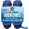 thumbnail image 1 of WAVESRX 1/2” x 20’ Premium Dock Lines for Boats & Pontoons (2PK) | Hi-Performance Mooring Rope Made from Marine-Grade Double Braided Nylon to Resist Sun & Saltwater | 12” Spliced Eyelet + Storage Bag, 1 of 7