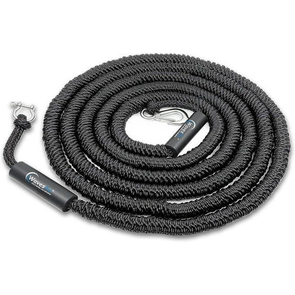 WAVESRX 14'-50' AnchorMate Bungee Line | Safer Anchoring for Boats & Pontoons | Elastic Rope Extends to Absorb Wake Tugs and Keep Anchor from Dislocating