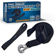 WAVESRX 2 x 12 Boat Trailer Winch Strap Replacement with Marine Grade Stainless Steel Hook