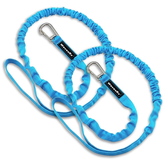 WAVESRX DockingPal™ - Premium Flat Bungee Dock Line for Boats | Elastic Boat Dock Rope with 1 Stainless Steel Carabiner & 1 Loop | Stretches from 5' to 9' for Jet Ski, PWC & Boat