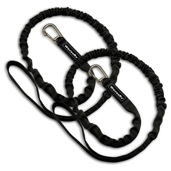 WAVESRX DockingPal™ - Premium Flat Bungee Dock Line for Boats | Elastic Boat Dock Rope with 1 Stainless Steel Carabiner & 1 Loop | Stretches from 5' to 9' for Jet Ski, PWC & Boat