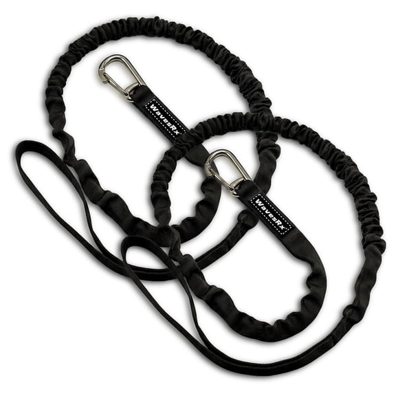 WAVESRX DockingPal™ - Premium Flat Bungee Dock Line for Boats | Elastic Boat Dock Rope with 1 Stainless Steel Carabiner & 1 Loop | Stretches from 5' to 9' for Jet Ski, PWC & Boat