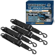 WAVESRX Marine Boat Trailer Transom Tie-Down 4 Pack | Adjustable 2x24 Safety Straps | 1200 LBS Capacity to Securely Transport Boats, Jet Skis and Other PWC