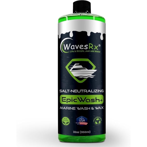 WAVESRX Salt Neutralizing Boat Soap & Deck Wash with SiO2 Surface Protection (EpicWash+) | Marine Grade Cleaner Removes Salt & Contaminants