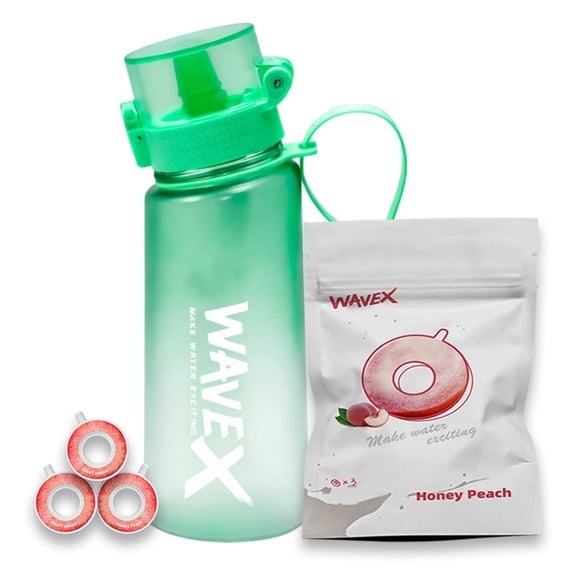WAVEX Reusable Water Bottle + 3 Honey Peach Aroma Pods, 18.6 oz, Sea Glass Green