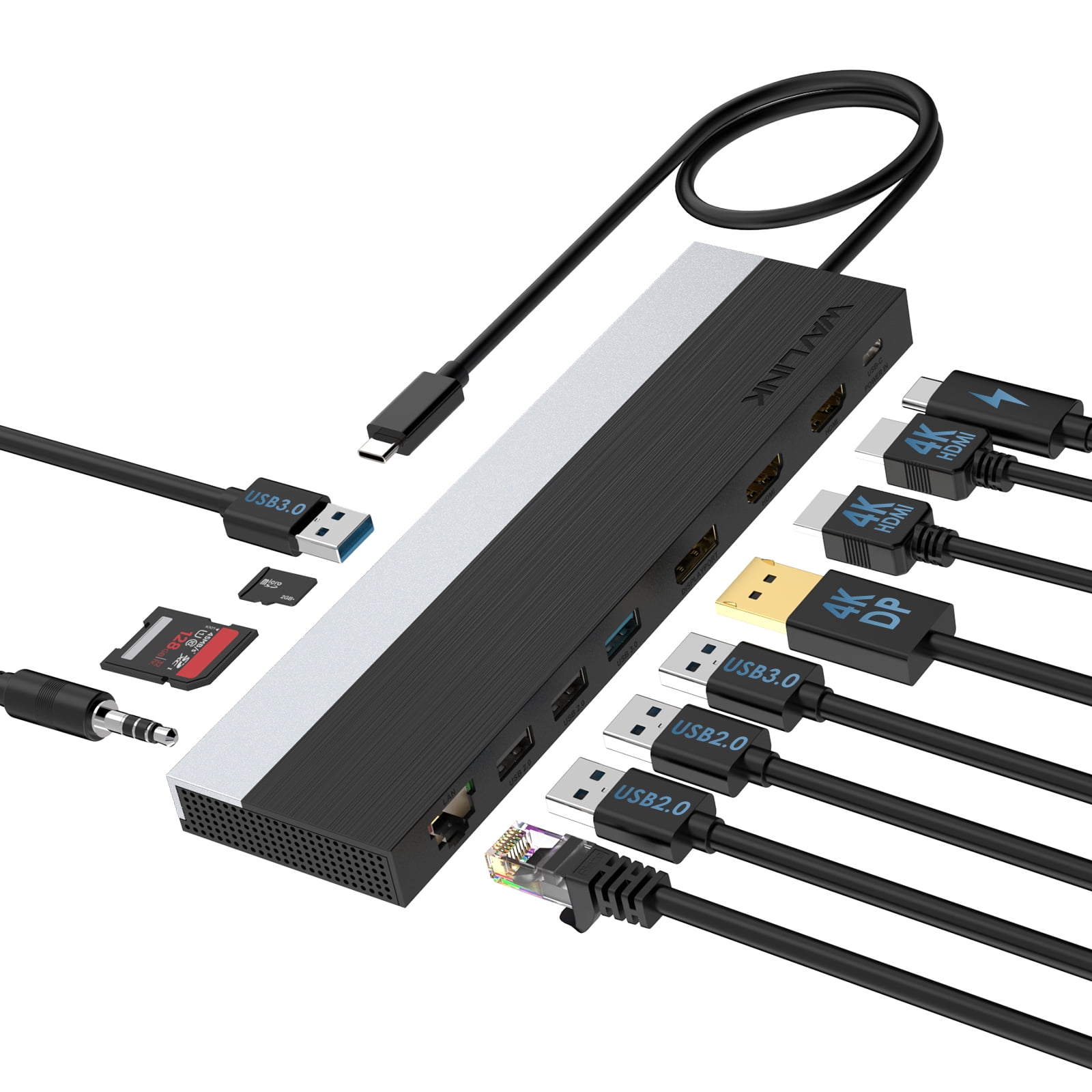 WAVLINK USB C Docking Station, dock station 85W Charging for Windows & Mac, 4K@60Hz Triple Display, DisplayPort, HDMI, USB 2.0/3.0, Gigabit Ethernet, SD/TF