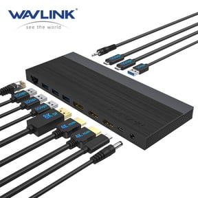 WAVLINK 13-in-1 USB C Triple Display Docking Station, Support 65W Charging for PC, Max 8K@30Hz with DisplayPort, HDMI, PD, USB 3.0/3.2, Gigabit Ethernet, Audio Jack for Windows&Mac