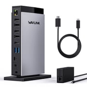 WAVLINK 15-in-1 Triple Display Docking Station for Mac, 4K@60Hz, 100W PD, 3 Monitor Support, 10Gbps USB-C, Gigabit Ethernet, SD/TF Reader, Compatible with New MacBook Neo DisplayLink Driver Required