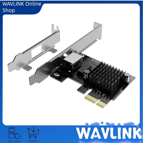 WAVLINK 2.5G Base-T PCIe Card, 2500/1000/100Mbps PCI Express Ethernet Adapter with RTL8125B, 2.5G Nic for Windows 11/10/8/8.1/7 & Linux with Low Profile Bracket
