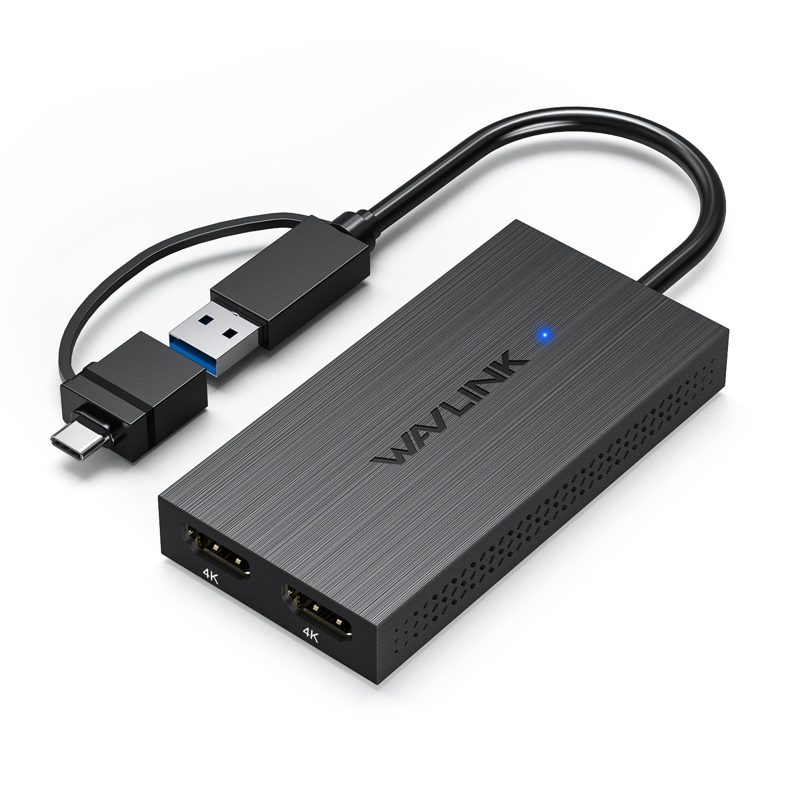 WAVLINK 2-in-1 USB to HDMI Adapter Compatible with New MacBook Neo, Dual 4K@60Hz USB Hub for Dell/HP/Surface/Lenovo Laptop