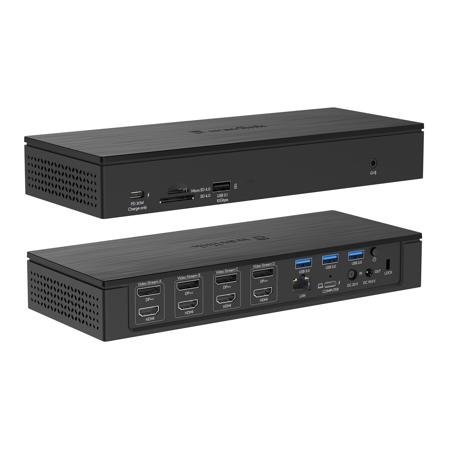 WAVLINK 20-In-1 Laptop Docking Station, USB-C Dock with Quad 4K@60Hz/ Dual 5K@60Hz Display for MacBook & Windows with 100W Charging, Display Port, HDMI, 2.5G Ethernet, 10Gbps USB 3.1, USB-C, SD/TF