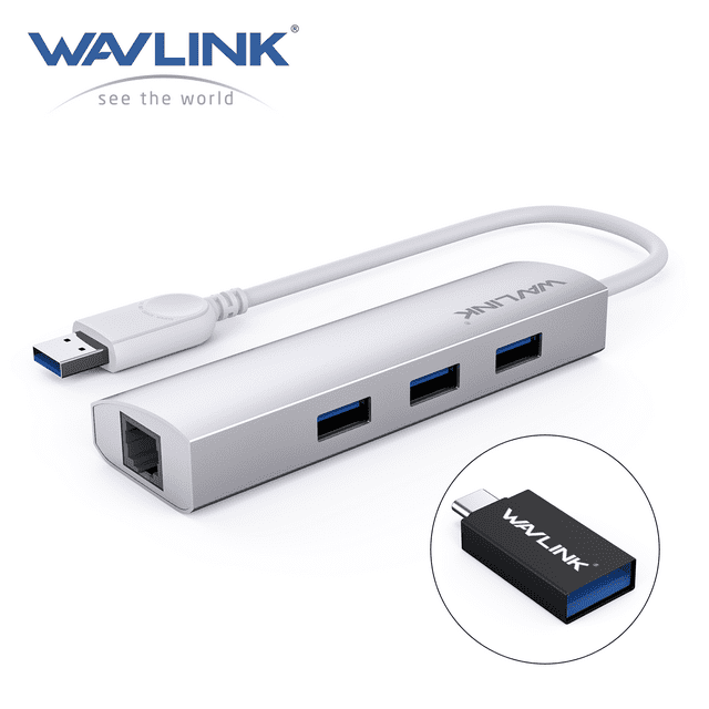 WAVLINK 4Port USB 3.0 Hub with Gigabit Adapter, Aluminum