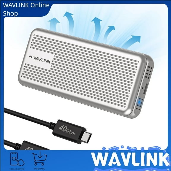 WAVLINK 40Gbps NVMe SSD Enclosure, Tool-Free Installation, Supports TBT4/TBT3/USB4/USB3.2 Compatible with Mac(NVMe SSD Not Included)