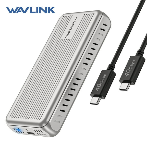 WAVLINK 40Gbps USB4 PCIe NVMe SSD Enclosure, for 2230/2242/2260/2280 B+M/M-Key PCIe SSD, Tool-Free Installation, Supports TBT4/TBT3/USB4/USB3.2 and more, Compatible with MacBook/Mac Mini M4/M3/M2/M1